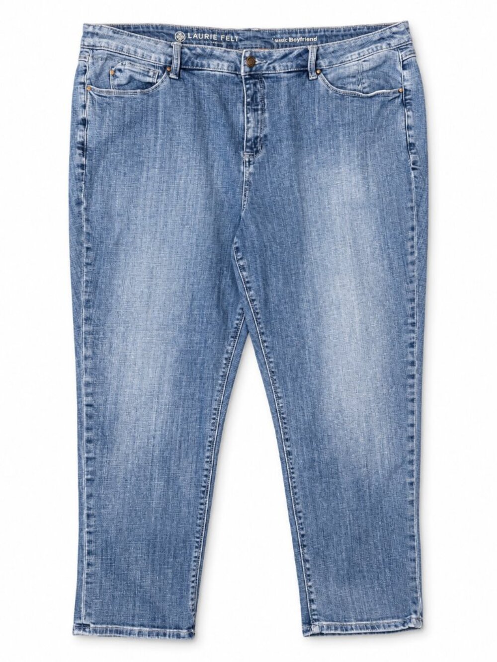 Laurie Felt Boyfriend Jeans Women’s 22W Petite Light Wash Stretch Denim